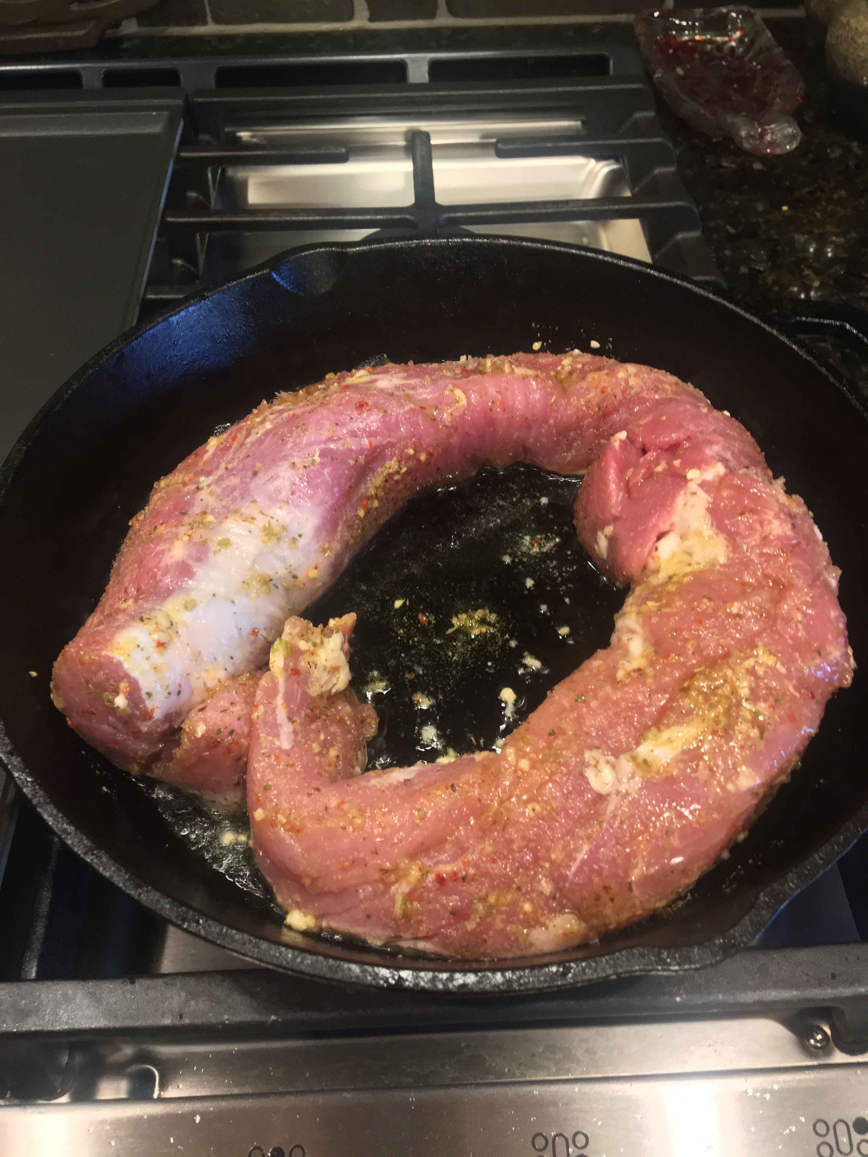 Cast Iron Pork Loin with Raspberry habanero glaze
